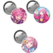 Özkaya Store Hatsune Miku Pjsekai Project Sekai Colorful Anime Buton Rozet 3 Adet 37MM Otori Emu
