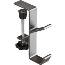 Özkaya Store Ayarlanabilir Çift Başlı Masaya Monte Metal Taşıyıcı Çanta Kulaklık Poşet Eşya Vb. TUTUCU-AL4788 Gri