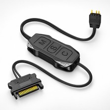 Exem Shop ARGB Kontrolcü 5V 3 Pin SATA Beslemeli Fan ve LED Şerit Kumandası Anakart Gerektirmez Siyah