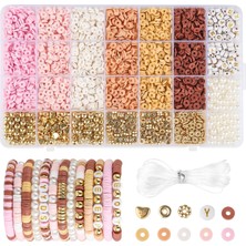 Özkaya Store Yakl. 2680 Adet Heishi Boncuk Seti, 6 mm Polimer Kil Boncuk, 6 Renkli Kil Boncuk, Bileklikler, Bileklikler Için Kendin Yap Boncuklar, Kolyeler, Küpeler Için Elastik Ip ile Kendiniz Yapın