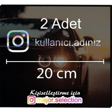 OEM Hologram Instagram Logolu Kullanıcı Adı - 2 Adet 20 cm - Araç - Motor Sticker Etiketi Folyo Kesim