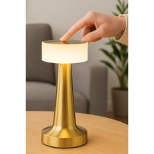Özkaya Store 3 Modlu Dokunmatik Denver Altın Masa Lambası Kablosuz Şarj Edilebilir USB Şarjlı LED Masa Lambası Modern Tasarımlı Taşınabilir Gece Lambası Metal Gövdeli