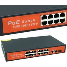 Belirtilmemiş Powermaster Poe Gigabit Ethernet Switch 16 Port 3 PORT/1000 Uplink 200 Watt 16FE+2GE+1SFP