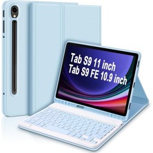 Özkaya Store Samsung Galaxy Tab S10 LITE/S9/S10 Fe/s9 Fe 10.9 Inç Case Uyumlu Keybord Bluetooth Türkçe Q Klavyeli Kılıfı (Mavi)