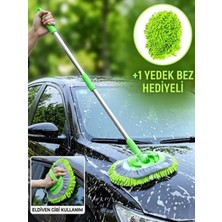 OEM Araba Yıkama Fırçası Oto Yıkama Mop Mikrofiber Bezli Teleskopik Saplı 1 Yedek Bez Hediye