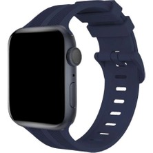 Marsilyan™- Apple Watch 38MM KR408 Çizgili Silikon Kordon - Lacivert