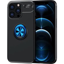 TeknoKapsül Apple iPhone 13 Pro Max Kılıf Range Yüzüklü Silikon - Siyah-Mavi