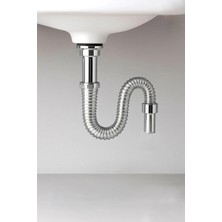 OEM 80 cm Krom Körüklü Lavabo Gider Borusu – Esnek Metal Lavabo Sifon Hortumu, Uzatılabilir Gider Borusu, Banyo ve Mutfak Lavaboları Için Dayanıklı Sifon Bağlantı Hortumu