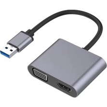 2in1 USB To HDMI VGA Adaptör 1080P Görüntü Aktarıcı Kablo Adaptör - FC452