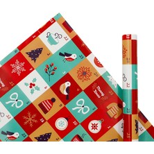 OEM 70X100 cm Premium Yılbaşı Hediye Paketleme Kağıdı 2'li Set | Kolay Sarılabilir, Canlı Baskı, Özel Kutu ile Rulo Gönderim | M16