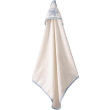 Seasparkle Kapüşonlu Bebek Havlusu – Deniz Yıldızı NAKIŞLI,75X80 Cm, Soft Cotton (Beyaz Ze