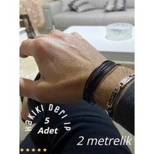 Sermet Süs Dünyası (2 Mt'lik) 5 Ad. Siyah Gerçek Deri Takı Bileklik Ipi Deri Ip 1,5 mm Kordon