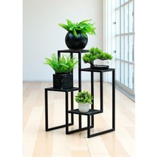 Dekoratif Metal 4 Raflı Saksılık Katlı Dikey Saksı Standı Çiçeklik Bahçe ve Balkon Dekoru Gar