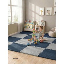 6 Parça 50X50 Puzzle Mat - 100X150 cm Kurulumlu Oyun Spor Matı Puzzle Halı Tatami 13M (Lacivert-G