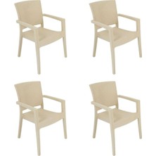 Terra Rattan Koltuk, 4 Adet, Bahçe Sandalyesi, Krem