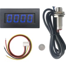 4 Dijital LED Takometre Rpm Hız Ölçer + Salon Yakınlık Anahtarı Sensörü Npn Mavi