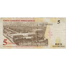 Banknoting 8. Emisyon 5 Ytl E45 Yeni Türk Lirası. Çok Temiz(-)