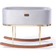 Beside Large Modern Premium Anne Yanı Bebek Beşik (Gold, Grey)