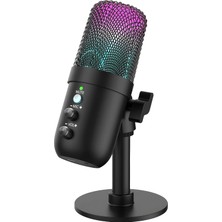 Profesyonel Rgb Oyuncu Stüdyo Mikrofonu, 24BIT 48KHZ Yüksek Ses Kaliteli USB Kablolu Rgb Işıklı