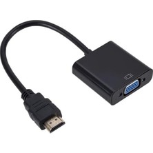 4K/1080P Full Hd HDMI To VGA Dönüştürücü Adaptör Kablo Çevirici Siyah