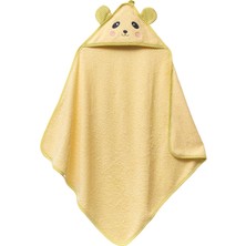 Pandadots 3D Kapüşonlu Bebek Havlusu – 3D Panda Nakışlı,soft Cotton, 80X80 Cm, 0–12 Ay (Sar