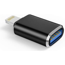 Lightning USB 3.0 Otg Dönüştürücü, USB Kart Okuyucu, Siyah