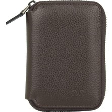 AyrStore Case Club Fermuarlı Deri Erkek Kartlık Ehliyet Kimlik ve Kağıt Para Bölmeli Kahverengi