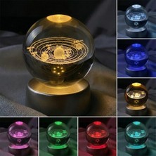 AyrStore Senon Güneş Sistemi Kristal Cam Küre Renk Değiştiren LED Işıklı Gece Lambası Dekoratif Hedi