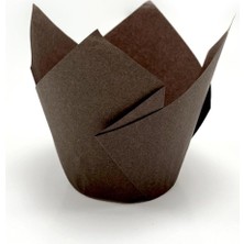 Trend Hediye Sepeti 100'LÜ Klasik Lale Kapsül Kahverengi Muffin Kek Kalıbı, Tulip, Safari Konsep