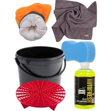 AyrStore Autofresh Oto Dış Yıkama Seti Araç Yıkama Kovalı ve Kum Çakıl Filtreli Grid Guard Set