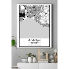 Antalya Harita Dekoratif Tasarım Kanvas Tablo 50 x 70