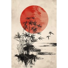Minimalist Japon Tarzı Bambu Siluet Duvar Sanatı, Kanvas Üzerine Baskı, Modern Zen Dekoratif Tab