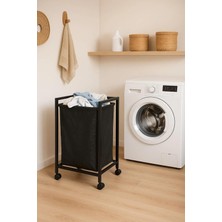 AyrStore 75 Litre Frenli Tekerlekli Metal Çamaşır ve Kirli Sepeti