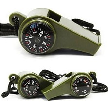 AyrStore Mobee 3'ü 1 Arada Acil Durum Düdüğü Pusulalı Termometreli Kamp Survival Düdük Taşınabilir