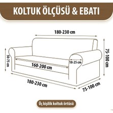 AyrStore Bibaha 3 Kişilik Jakarlı Düz Desen Lastikli Koltuk Kılıfı Çekyat Koltuk Örtüsü Streç Esne