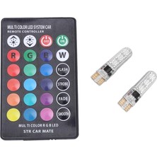 AyrStore Kumandalı Çakarlı T10 Araç Park Ampulü 18 LED Rgb Park Stop Çakar Lamba Ampül