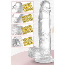 Do It Love - 29CM Büyük Şeffaf Realistik Silikon Dildo - Testis ve Gerçekçi Damar Yapısı - G�