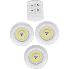 AyrStore Mobee Chermik 3'lü Uzaktan Kumandalı Yapışkanlı Kablosuz LED Spot Lambalar