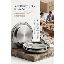 AyrStore Transformacion 4'lü Paslanmaz Çelik Tabak Seti 21 Cm, Kırılmaz, Hafif, Yeniden Kullanılabilir K