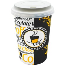 AyrStore Aygün Cup 12 Oz Beyaz Kapaklı Karton Bardak 300 ml - 100'LÜ (Latte Bardağı)