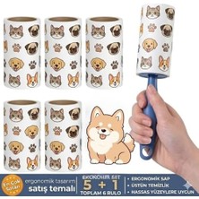 TeknoKapsül Tüy Toplayıcı Roller Seti, 6 Rulo, Kedi ve Köpek Tüyü Temizleyici, Ergonomik Sap, Hassas Yüzeylere Uygun