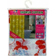 AyrStore Ekonomik Pvc Duş Perdesi 12 Halka Dahil 180X180CM Tek Kanat Su Geçirmez Kir Tutmaz Nylon Separatö