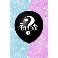 AyrStore Parti Dolabı Büyük Girl Or Boy Siyah Cinsiyet Belirleme Partisi Balonu Konfeti Hediyeli