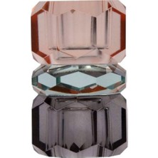 Kristal Mum Tutucu, Şeftali/yeşil/duman, 4,5x4,5x7,5 cm