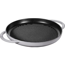 AyrStore Staub Grill Pans Çift Kulplu Döküm Izgara Tava, Gri