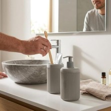 TeknoKapsül Ikili Sabunluk Seti - Modern Banyo ve Mutfak Tezgah Üstü Seti - Sıvı Sabunluk ve Losyon Şişesi - Paslanmaz Pompalı 2'li Set-Bej Renk-Modern Şık Tasarım