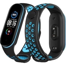 TeknoKapsül Xiaomi Mi Band 6 Spor Delikli Kordon - Siyah-Mavi