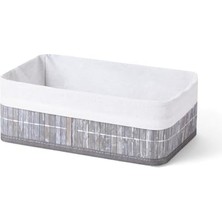 TeknoKapsül Bambu Çok Amaçlı Saklama Kutusu Düzenleyici Orta Boy Organizer, Dekoratif Bambu Düzenleyici Gri (29X19X10CM)