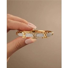 Parla 18K Altın Kaplama Zirkon Taşlı Kelepçe