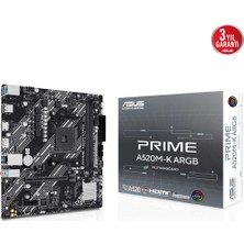 Asus Prıme A520M-K Argb, 2xddr4, 1x M.2, Dp, Hdmı, Am4 Soket Anakart